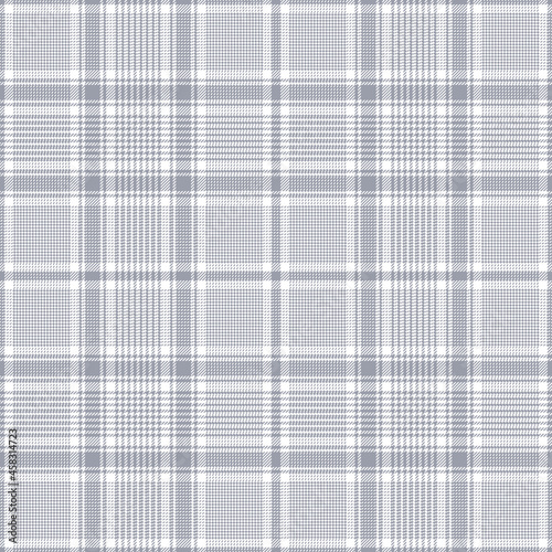 Plaid pattern glen in grey and white. Seamless textured light tartan check plaid graphic vector background for skirt, blanket, duvet cover, throw, other modern spring autumn fashion textile print.