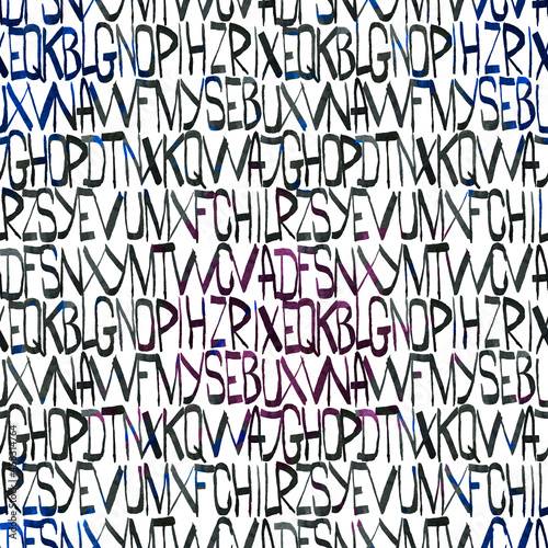 Seamless pattern with handwriten letters. Abstract font illustration. Design for wallpaper  fabric.