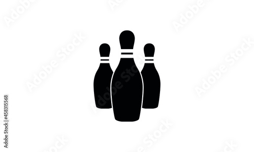 Pin bowling icon vector logo design template 