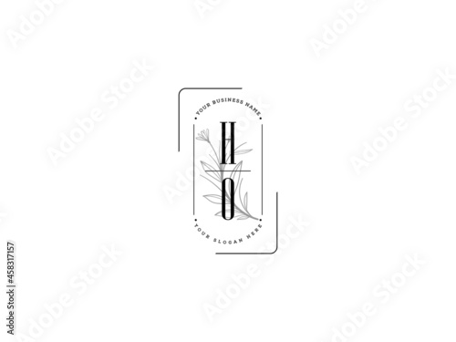 initial letter HO logo, Letter h o h o logo design vector illustration symbol template with circle and white background