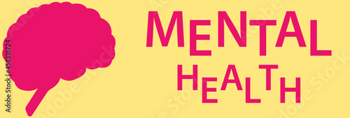 brain and mental health lettering.mental health concept.health concept.
