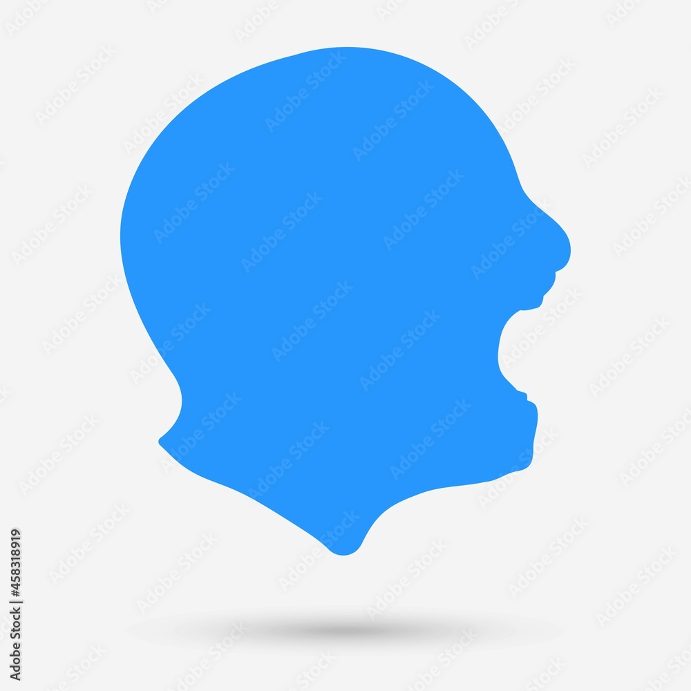 Screaming man silhouette isolated object. Vector illustration.