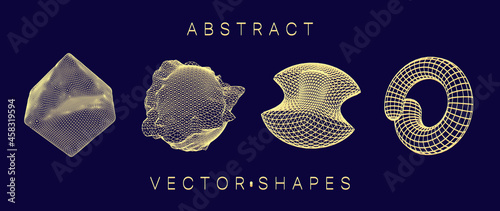 Geometric shape for design. Wireframe illustration. Molecular grid. 3d technology style. Vector illustration. Futuristic connection structure for chemistry and science.
