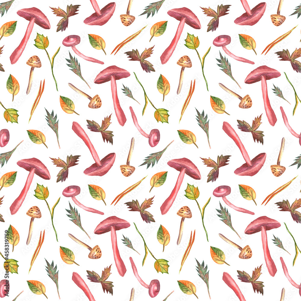 large autumn pattern of watercolor elements