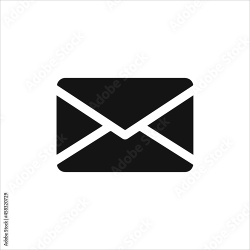 black mail email envelope with rounded lines send and receive message symbol sign button icon on a white background trendy flat isolated design vector