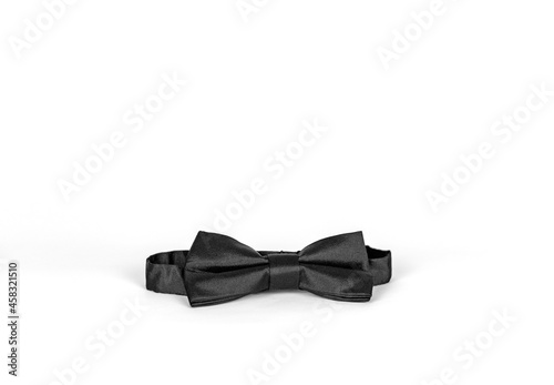 silk black bow tie isolated