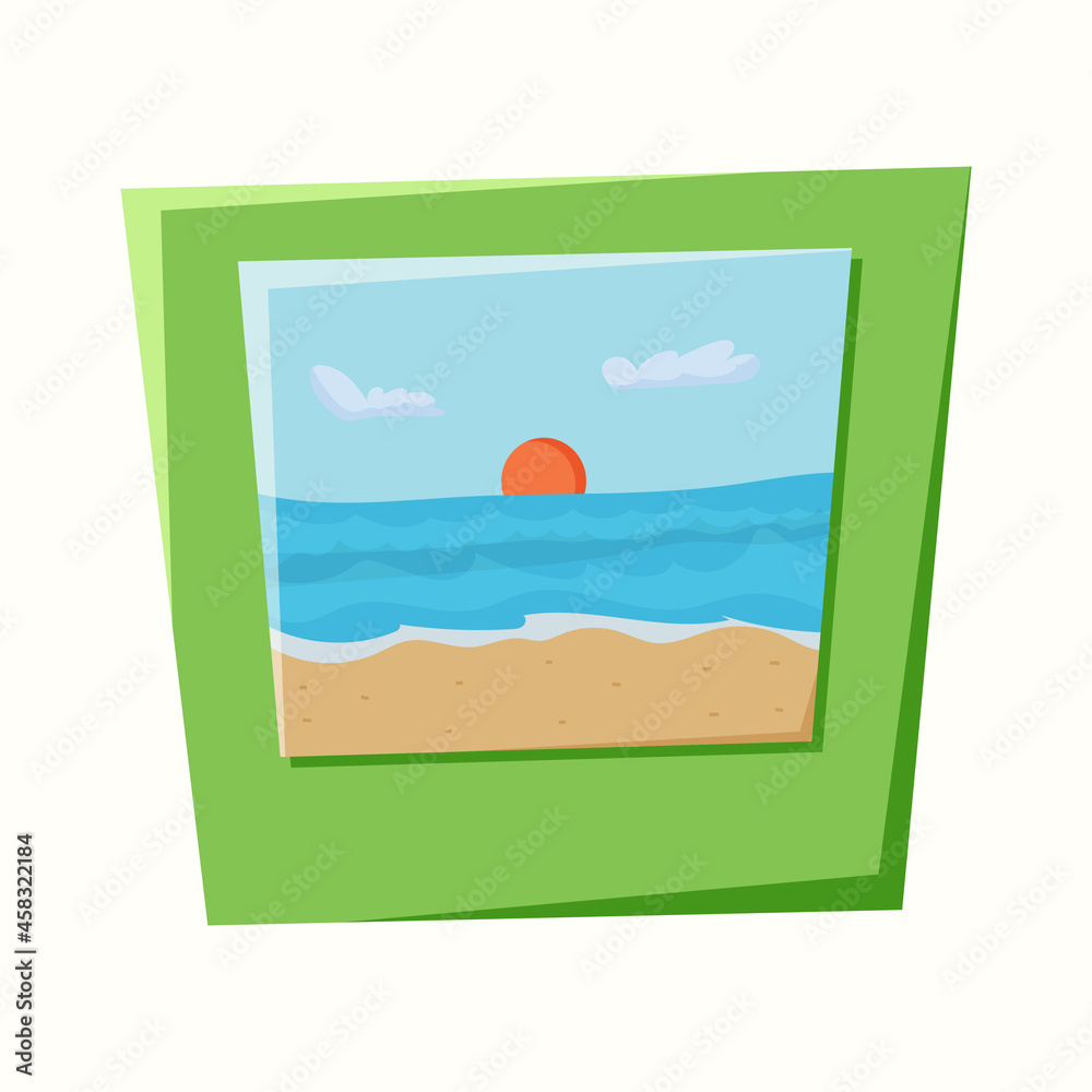 Fototapeta premium Picture of a sea vacation. Vector illustration in flat style