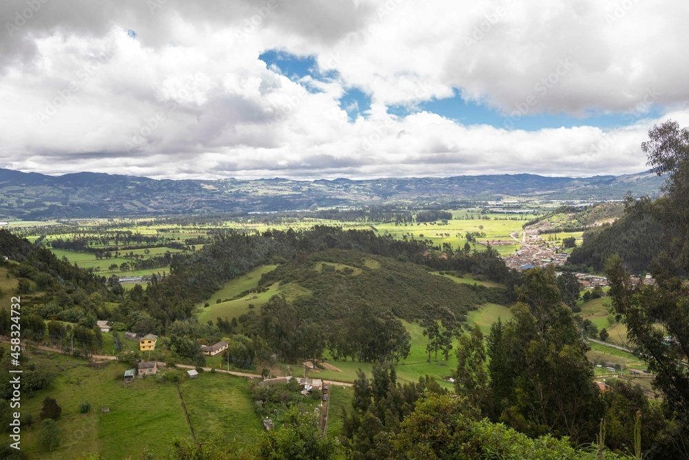 Panoramic natural landscape in Nemocón, Cundinamarca, Colombia.