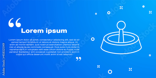 White line Casino roulette wheel icon isolated on blue background. Vector