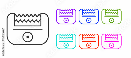 Black line Electrical hair clipper or shaver icon isolated on white background. Barbershop symbol. Set icons colorful. Vector