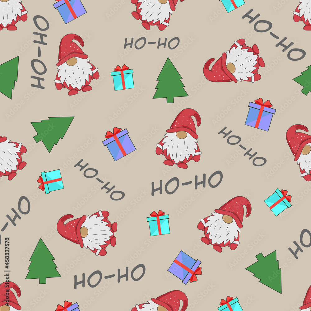 Seamless pattern with cute Christmas character suitable for wrapping, wallpaper and decoration