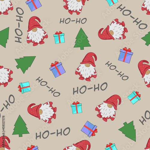 Obraz na płótnie Seamless pattern with cute Christmas character suitable for wrapping, wallpaper and decoration w salonie