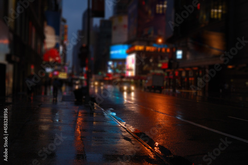 NY street at night blurred view © mettus