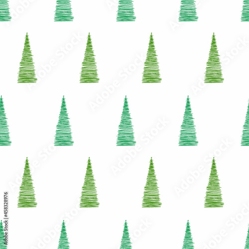 Obraz na płótnie Vector green Christmas trees seamless n background. Ideal for working with fabrics, textiles, scrapbooking and wallpaper w salonie