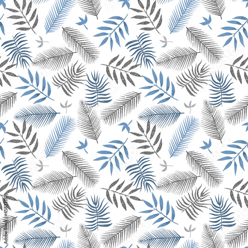 Seamless winter pattern with forest trees and silver branches