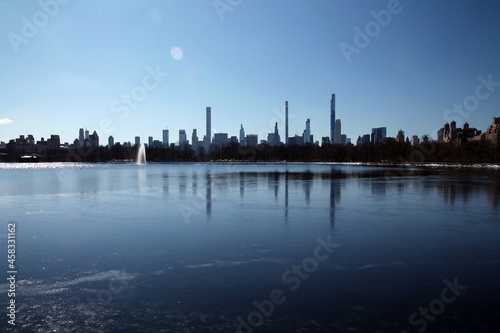 Midtown Manhattan below the iconic reservoir in winter
