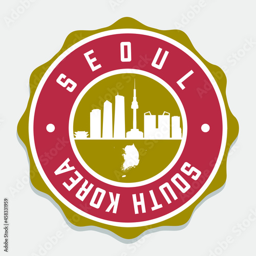 Seoul, South Korea Badge City Vector Seal. National Symbol Skyline Stamp Design Icon Label.