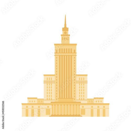 Palace of Culture and Science. Simple vector illustration. Landmark on a white background. Warsaw symbol. photo