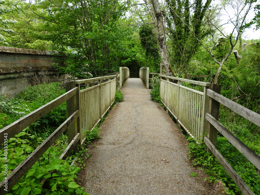 View of the footbridge across the river