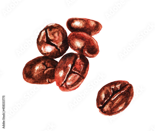 Watercolor coffee beans