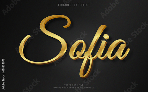 Editable 3d gold text effect. Fancy font style perfect for logotype, title or heading text.	 photo