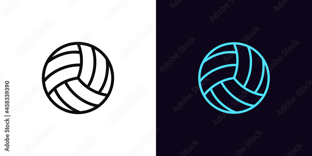 Outline volley ball icon, with editable stroke. Linear volleyball sign, ball pictogram
