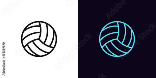 Outline volley ball icon, with editable stroke. Linear volleyball sign, ball pictogram