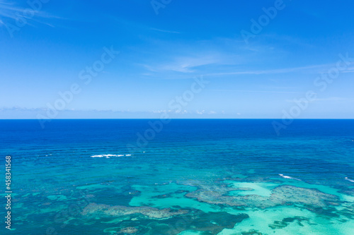 Caribbean sea. Aerial view from drone. Beautiful travel destination © photopixel