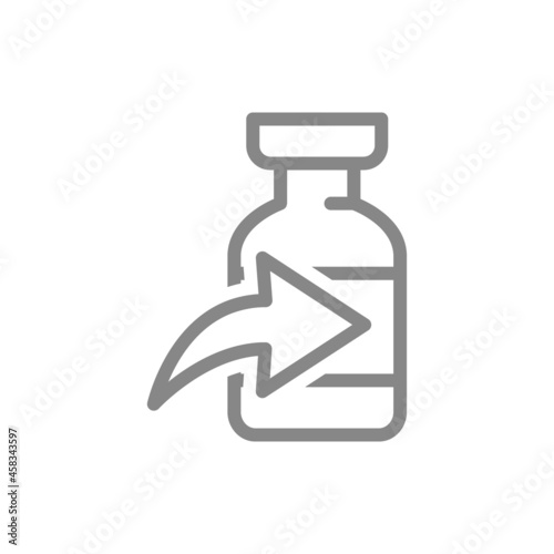 Medical ampoule and arrow line icon. Vaccine, collective immunity, immunization, serum symbol