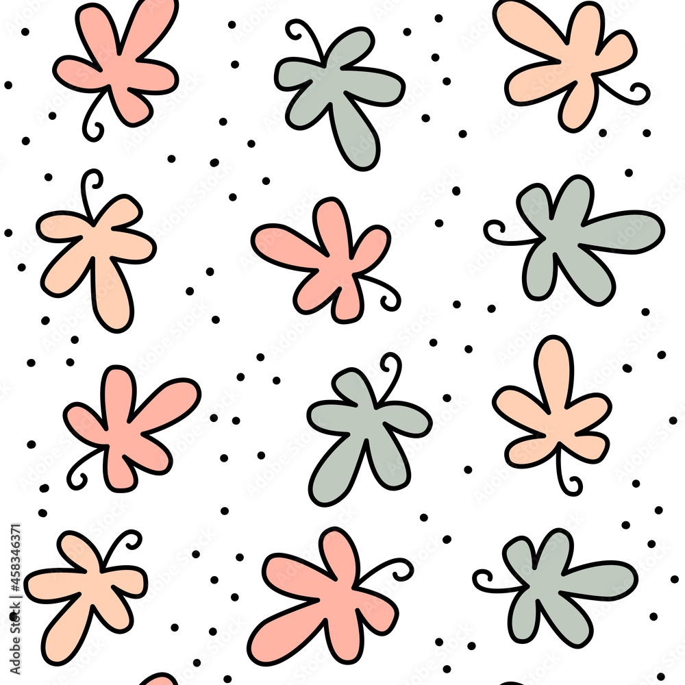 Fototapeta premium cute lovely abstract seamless vector pattern background illustration with cartoon fall leaves