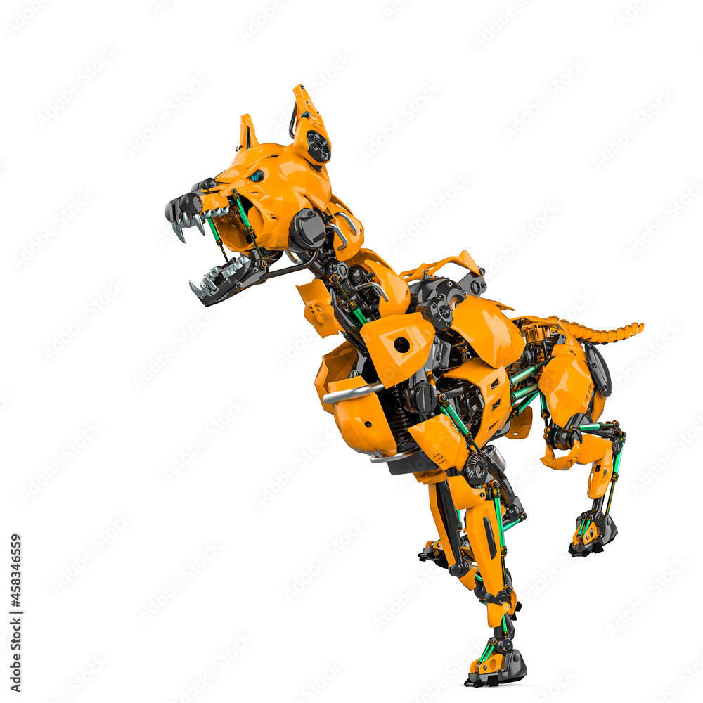cyber dog is running in white background cyber dog is running in white background