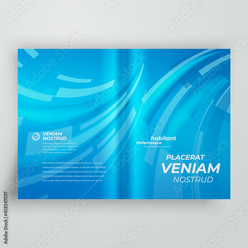 Brochure Cover Future theme design template Action lines blue background vector