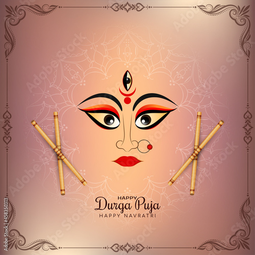Happy navratri and Durga puja festival stylish frame background