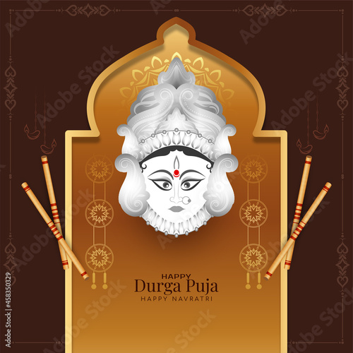 Happy durga puja and navratri traditional festival decorative background