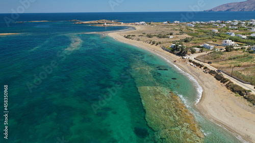 Aerial drone photo of paradise sandy emerald beach of Girismata, Aegean sea, Skiros island, Sporades, Greece © aerial-drone