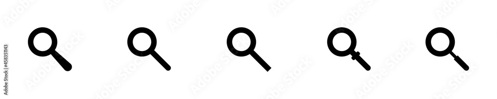 Conjunto de icono de búsqueda. Lupa. Concepto de buscar, investigación. Ilustración vectorial Conjunto de icono de búsqueda. Lupa. Concepto de buscar, investigación. Ilustración vectorial