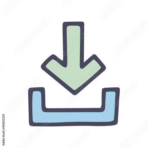 download arrow color vector doodle simple icon