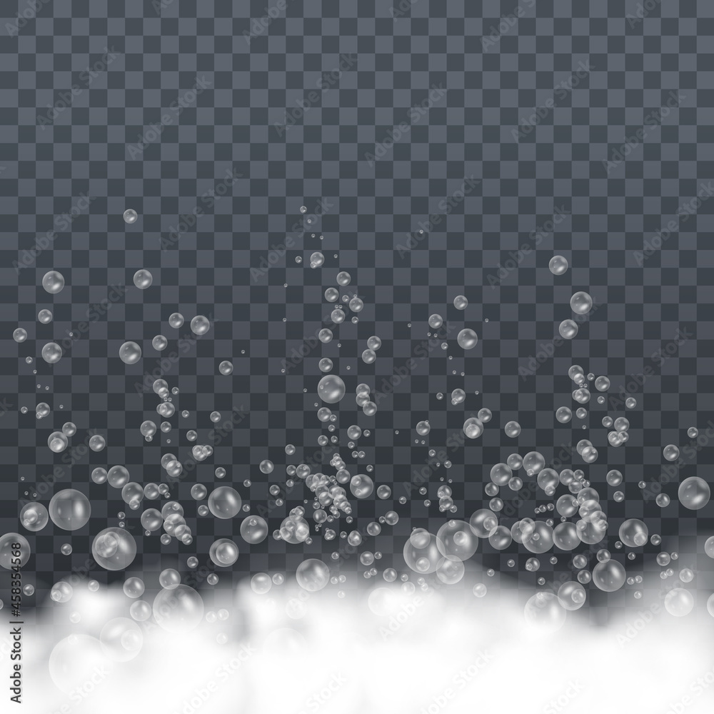 Fototapeta premium Symbol of purity. Bath laundry white bubbles, shampoo soap foam clean bubbling shiny washing hygiene detergent. 