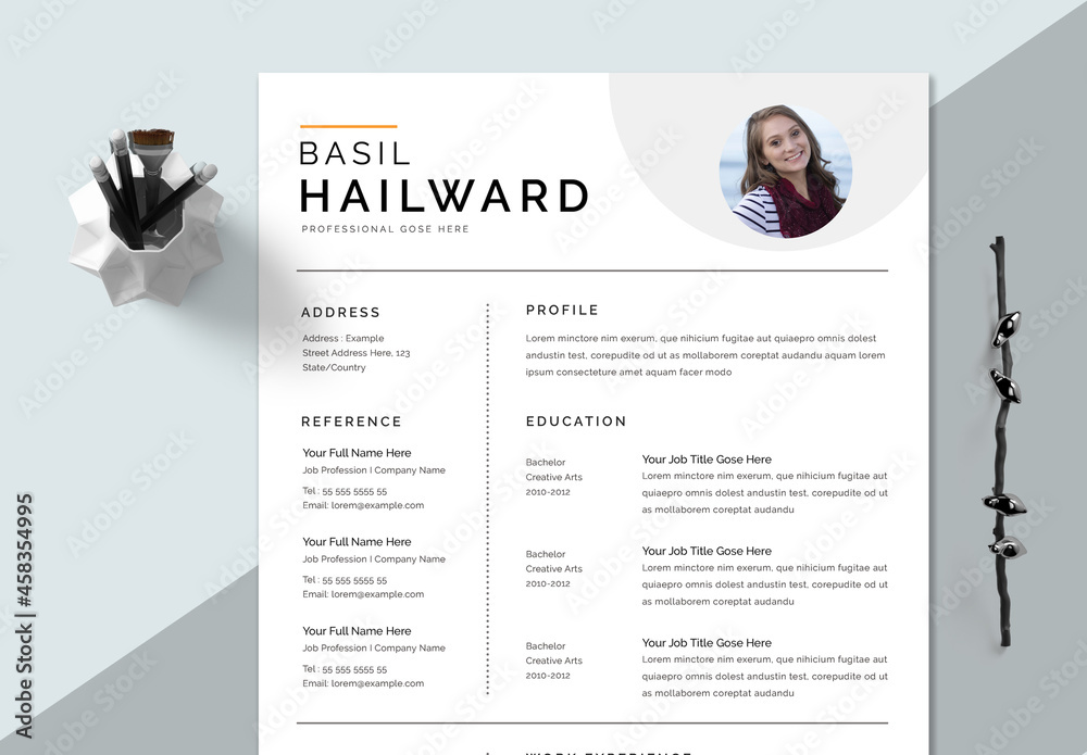Clean Professional Resume Layout Stock Template | Adobe Stock