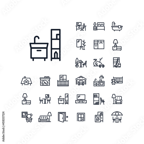 Bathroom line icon in set on the white background. High quality outline symbol for web design or mobile app.