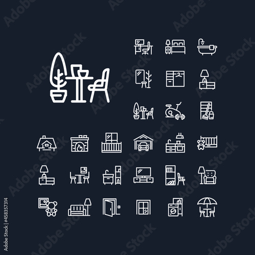 Terrace line icon in set on the black background. High quality outline symbol for web design or mobile app.