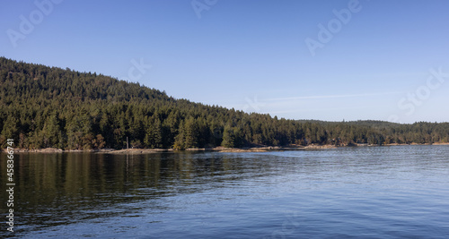 Gulf Islands on the West Coast of Pacific Ocean. Canadian Nature Landscape Background. Sunny Summer Day. Near Salt Spring Island, BC, Canada.