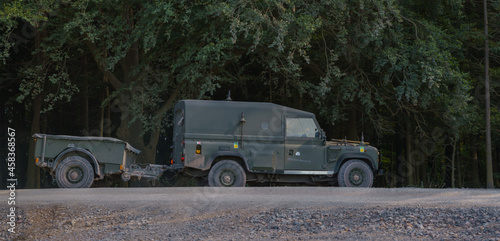 Billede på lærred British Army Land Rover Defender Wolf medium utility vehicle on military exercis