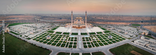The Sharjah Mosque in the Emirate of Sharjah, the United Arab Emirates aerial view