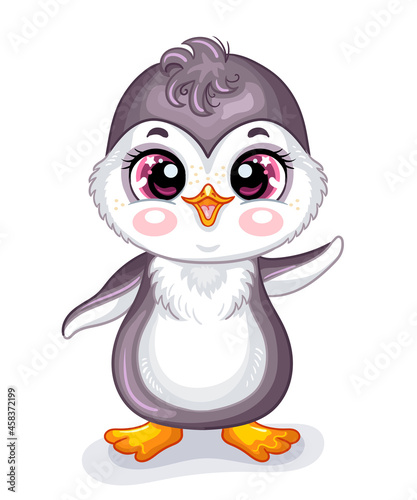 Fototapeta Naklejka Na Ścianę i Meble -  Cute baby girl penguin cartoon character vector