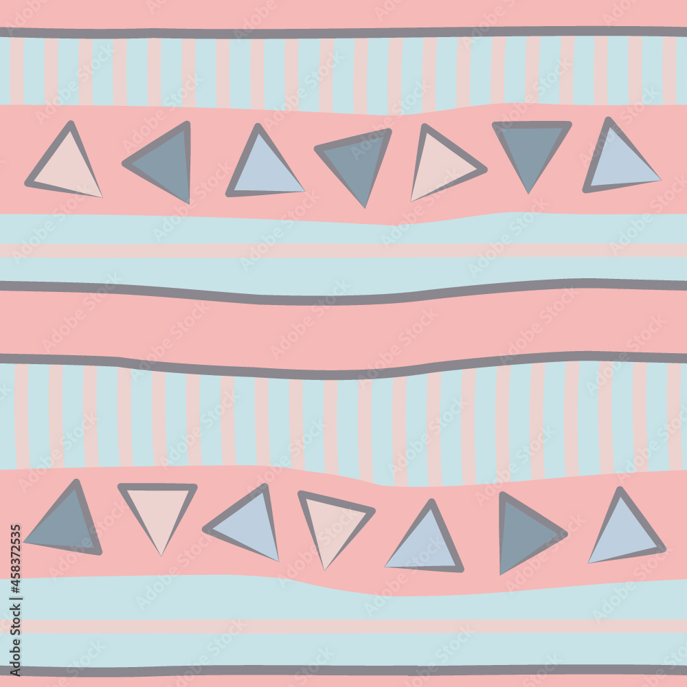 Obraz premium Vector triangle abstract pattern for kids. Perfect for greetings, invitations, manufacture wrapping paper, textile and web design. Vector pattern.
