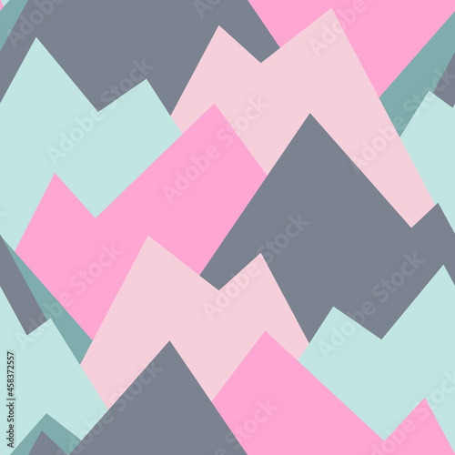 Vector pattern for kids. Colorful seamless triangle, clouds and mountains pattern. Perfect for greetings, invitations, manufacture wrapping paper, textile and web design. Vector pattern.	
 photo