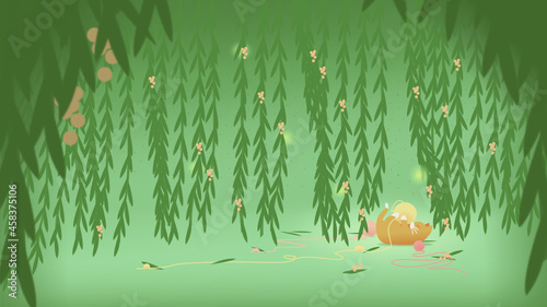 kitten playing among leaves