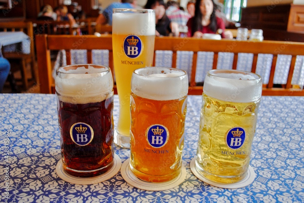 Munich, Germany: Hofbrauhaus (Hofbräuhaus) beer - Dunkel (dark), Helles ...