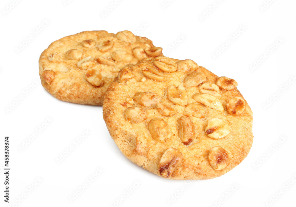 Sweet peanut cookies isolated on white background. Sweet peanut cookies isolated on white background.